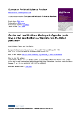 Quotas and Qualifications