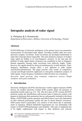 Intrapulse Analysis of Radar Signal