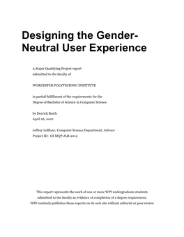 Designing the Gender- Neutral User Experience