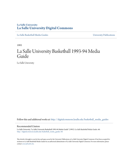 La Salle University Basketball 1993-94 Media Guide La Salle University