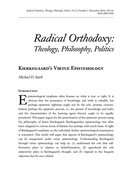 Radical Orthodoxy: Theology, Philosophy, Politics Kierkegaard's