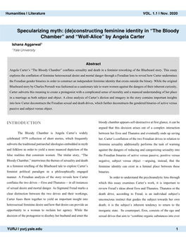 Constructing Feminine Identity in “The Bloody Chamber” and “Wolf-Alice” by Angela Carter Ishana Aggarwal1 1Yale University