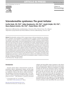 Sclerodermalike Syndromes: the Great Imitator