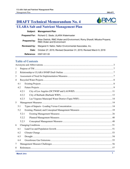 ULARA Salt and Nutrient Management Plan Management Plan DRAFT