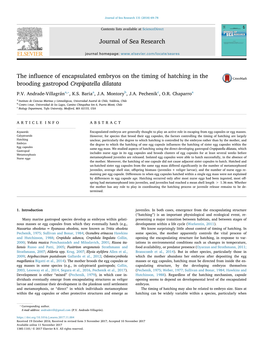 The Influence of Encapsulated Embryos on the Timing of Hatching in the Brooding Gastropod Crepipatella Dilatata