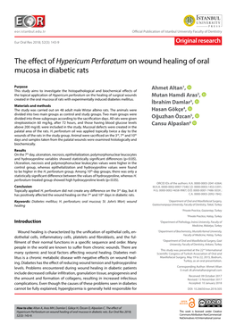 Hypericum Perforatum on Wound Healing of Oral Mucosa in Diabetic Rats