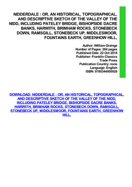 Nidderdale : Or, an Historical, Topographical, and Descriptive