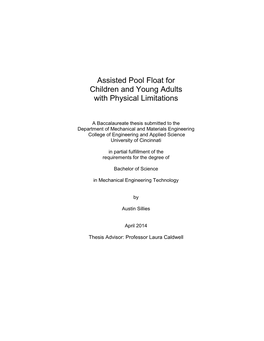 Assisted Pool Float for Children and Young Adults with Physical Limitations