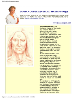 DIANA COOPER ASCENDED MASTERS Page