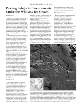 Probing Subglacial Environments Under the Whillans Ice Stream