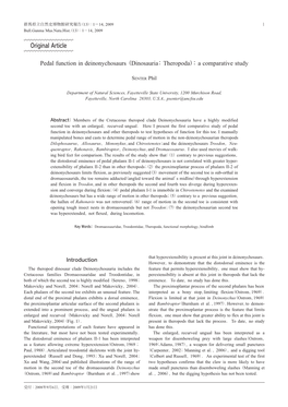 Pedal Function in Deinonychosaurs (Dinosauria: Theropoda)