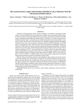 The Crystal Structure, Origin, and Formation of Idrialite (C22H14): Inferences from the Microbeam and Bulk Analyses