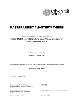 Masterarbeit / Master's Thesis