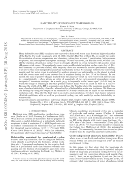 Arxiv:1801.00748V2 [Astro-Ph.EP] 30 Aug 2018 Doomed? Not Necessarily, Because There Is Another (Less- Carter 1983; Bains Et Al