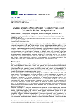 Glucose Oxidation Using Oxygen Resistant Pyranose-2- Oxidase for Biofuel Cell Applications