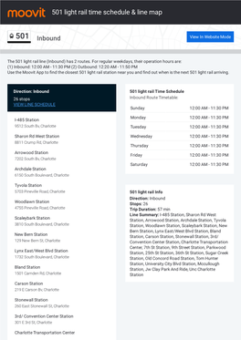 501 Light Rail Time Schedule & Line Route