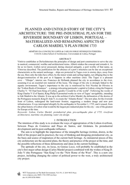 Planned and Untold Story of the City's Architecture: the Pre-Industrial Plan for the Riverside Boundary of Lisbon, Portugal M