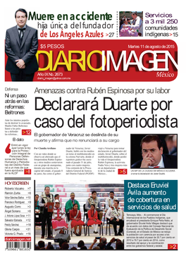 DIARIO IMAGEN MEXICO Es Una Publicación Editada Por JOSE LUIS MONTAÑEZ AGUILAR E Impresa Por Editorial Tanya, S.A