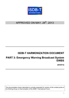 APPROV ISDB-T PART 3: Emerge VED on MAY, 28 , 20 T