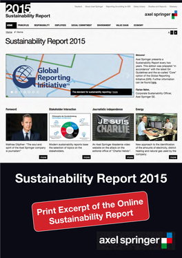 Print Excerpt of the Online Sustainability Report Our Responsibility As a Media Company