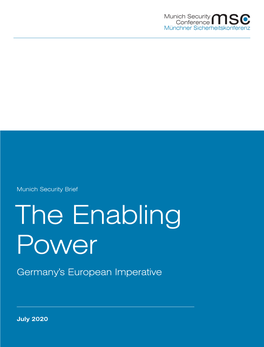 The Enabling Power Germany’S European Imperative