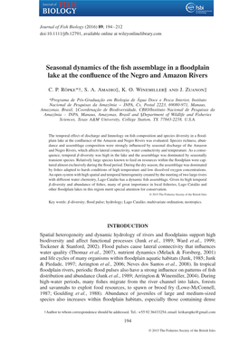 Seasonal Dynamics of the Fish Assemblage in a Floodplain Lake at the Confluence of the Negro and Amazon Rivers