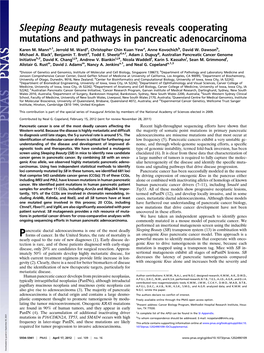 Sleeping Beauty Mutagenesis Reveals Cooperating Mutations and Pathways in Pancreatic Adenocarcinoma