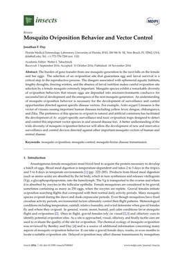 Mosquito Oviposition Behavior and Vector Control