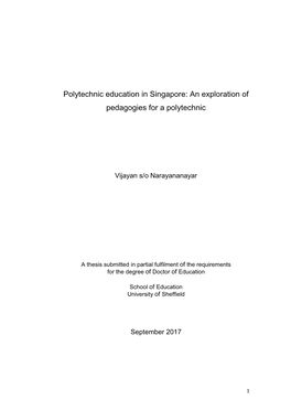 Polytechnic Education in Singapore: an Exploration of Pedagogies for a Polytechnic