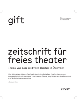 Thema: Zur Lage Des Freien Theaters in Österreich