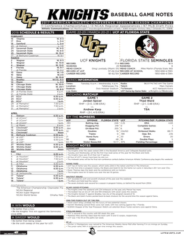 Baseball Game Notes