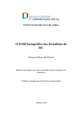 O Perfil Sociográfico Dos Jornalistas Da SIC