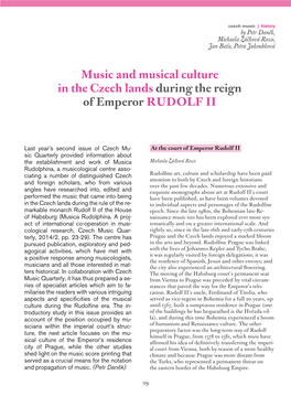 Music and Musical Culture in the Czech Lands During the Reign of Emperor RUDOLF II