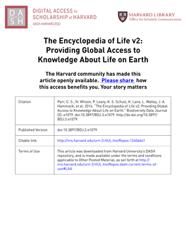 The Encyclopedia of Life V2: Providing Global Access to Knowledge About Life on Earth