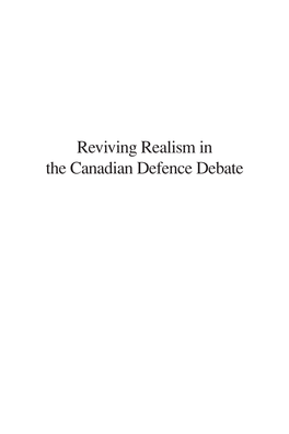Reviving Realism in the Canadian Defence Debate