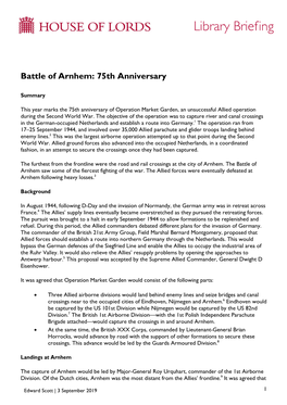 Battle of Arnhem: 75Th Anniversary