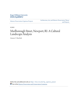 Marlborough Street, Newport, RI: a Cultural Landscape Analysis Arianna C