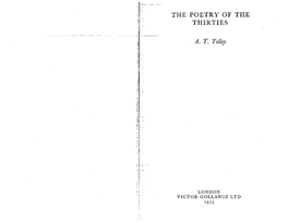 The Poetry of the Thirties