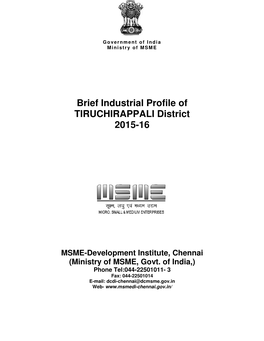 Brief Industrial Profile of TIRUCHIRAPPALI District 2015-16