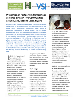 Prevention of Postpartum Hemorrhage at Home Births in Five