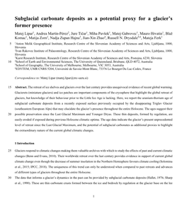 Subglacial Carbonate Deposits As a Potential Proxy for a Glacier's Former