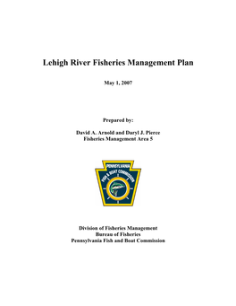 Lehigh River Fisheries Management Plan