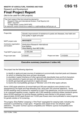 CSG 15 Research and Development Final Project Report (Not to Be Used for LINK Projects)