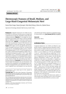 Dermoscopic Features of Small, Medium, and Large-Sized Congenital Melanocytic Nevi