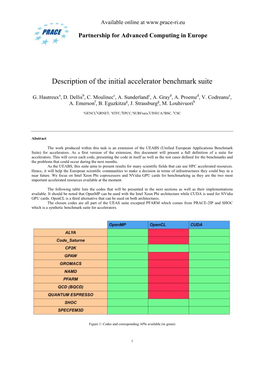 Description of the Initial Accelerator Benchmark Suite