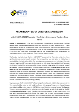 Safer Cars for Asean Region