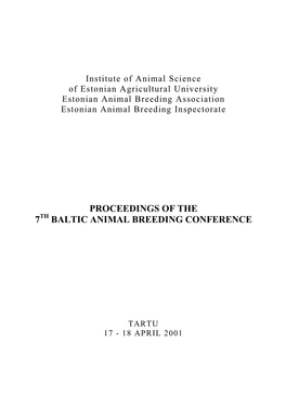 Institute of Animal Husbandry of Estonian Agricultural University