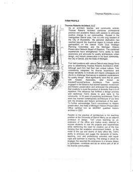 FIRM PROFILE Thomas Roberts Architect, LLC As an Architect