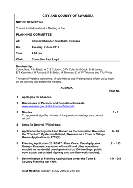 (Public Pack)Agenda Document for Planning Committee, 07/06/2016