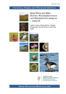 Irish Wetland Bird Survey: Waterbird Status and Distribution 2009/10 – 2015/16